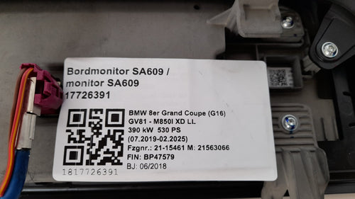 BMW 8er G16 Bordmonitor SA609 Display Central Information CID Anzeige 8798746 [510]
