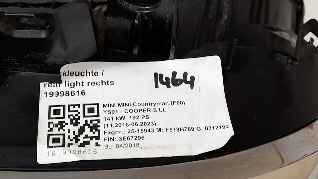 Mini Countryman COOPER S F60 Rückleuchte 7401716 Rechts Rearlamp