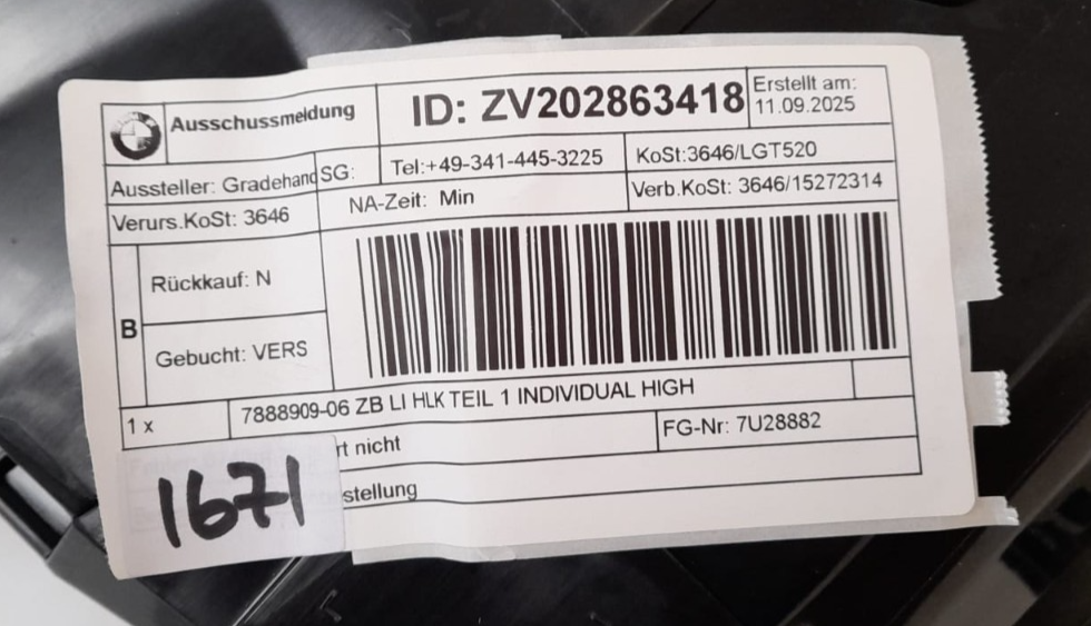 BMW 1 er F70 LED Heckleuchte Rückleuchte links 63217888909 Rear light  left