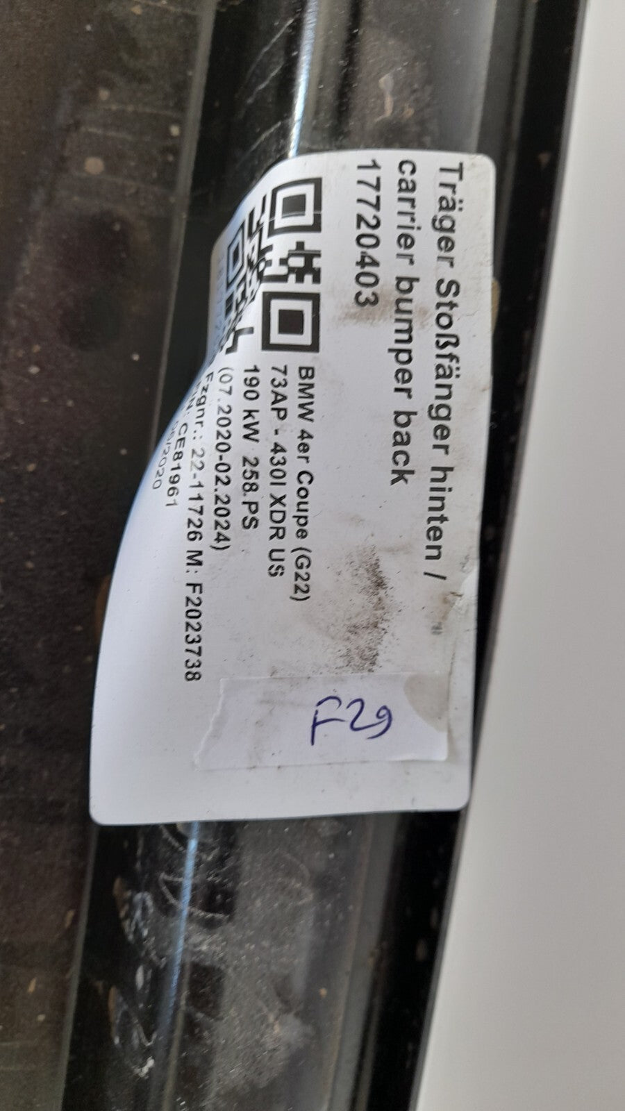 BMW M440i 4er G22  Träger Stoßfänger Hinten Carrier Bumper Back 7490492
