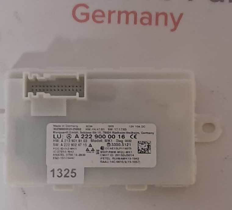 MERCEDES-BENZ  W222, W213,V222, X222 Schlüsselloses Steuergerät A2229000016