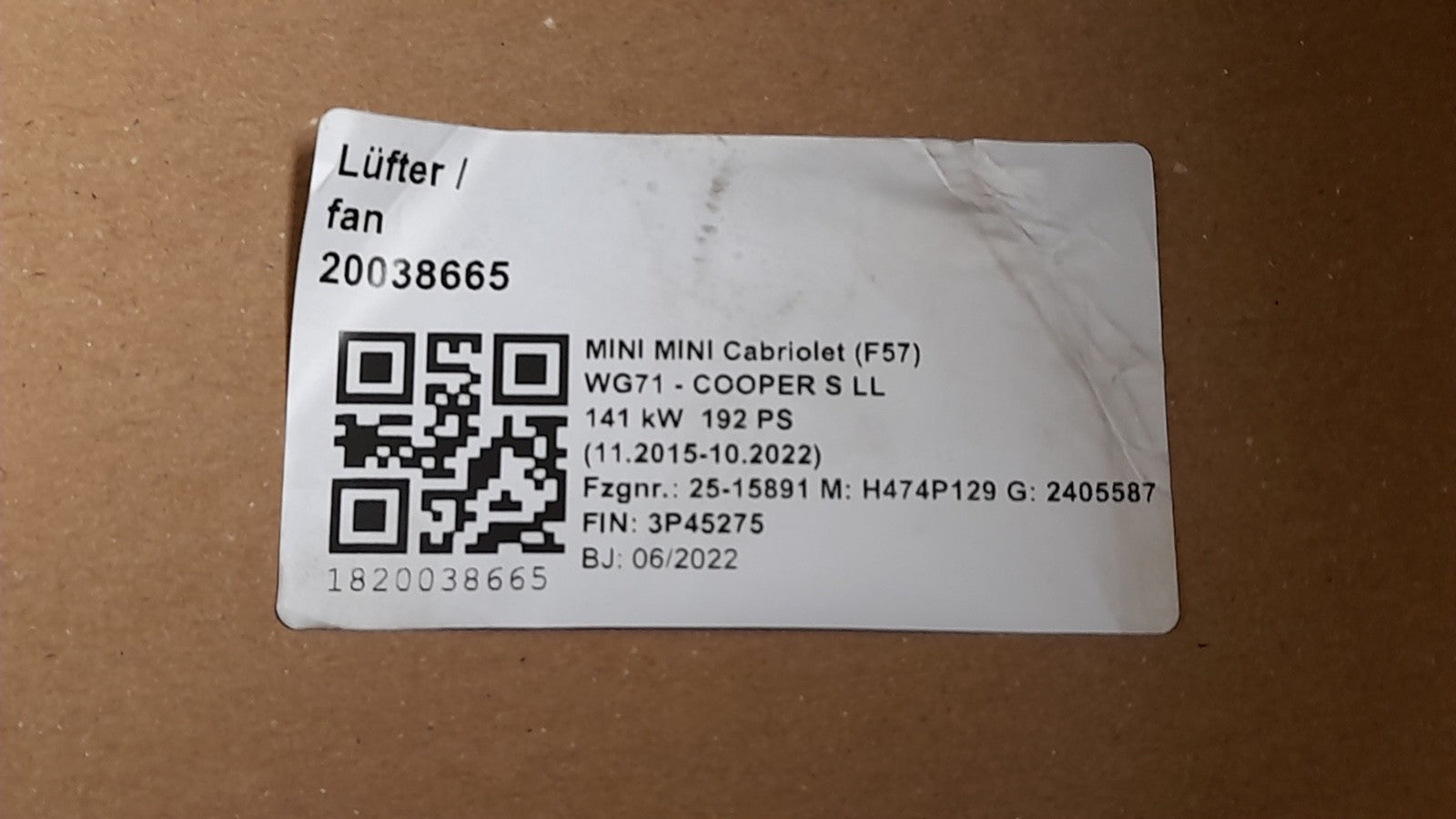 Original Mini Cabriolet Sport  F57 Kühlerpaket Kühlerlüfter cooler wasserkühler