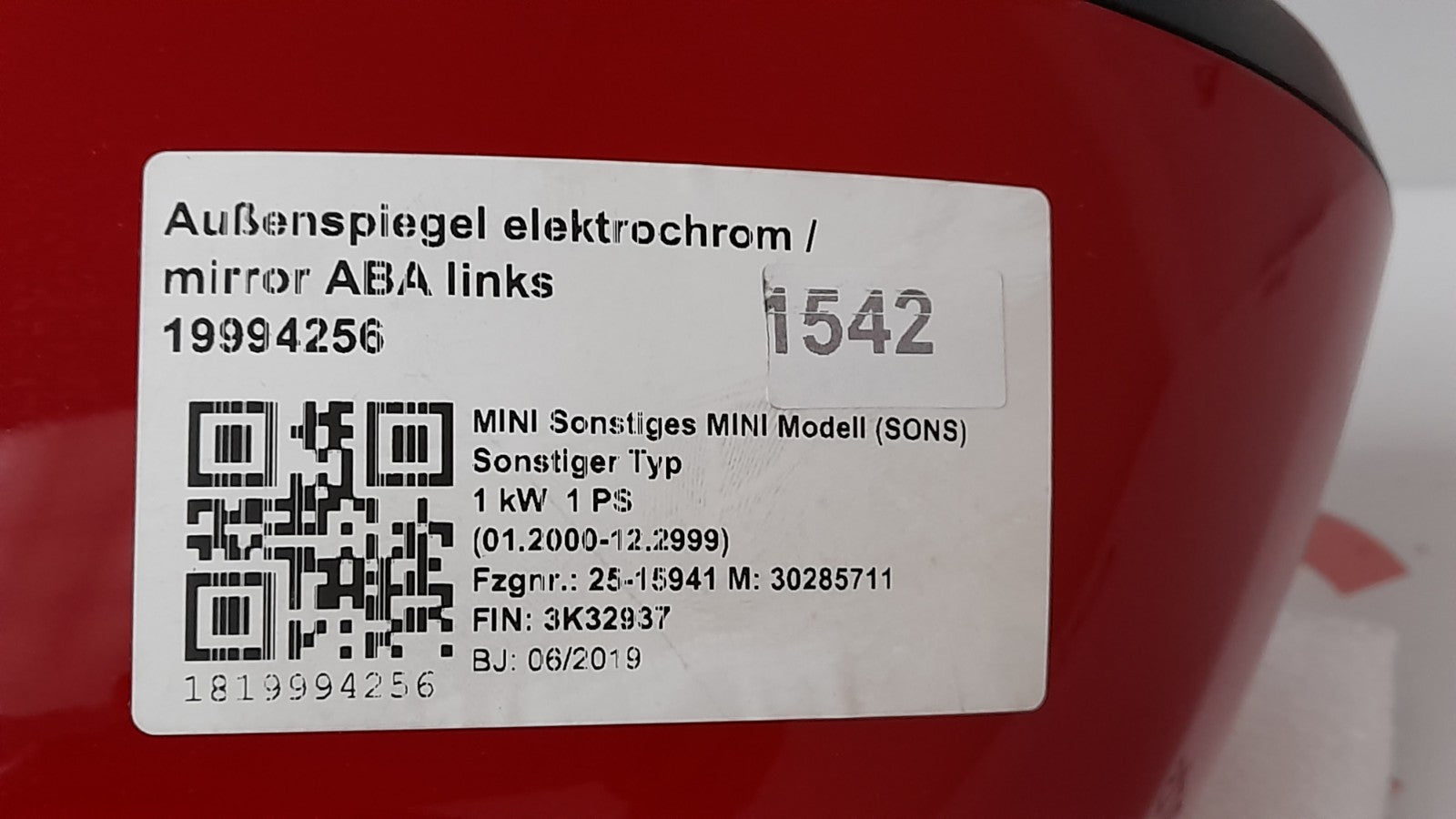 Mini Cooper S F60 LCI Countryman Außenspiegel elektrochrom ABA links, mirror