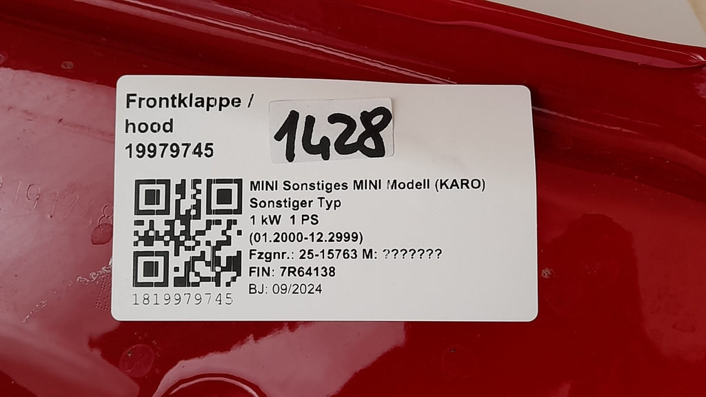Original Mini Cooper Mini U25 Motorhaube Frontklappe hood  red