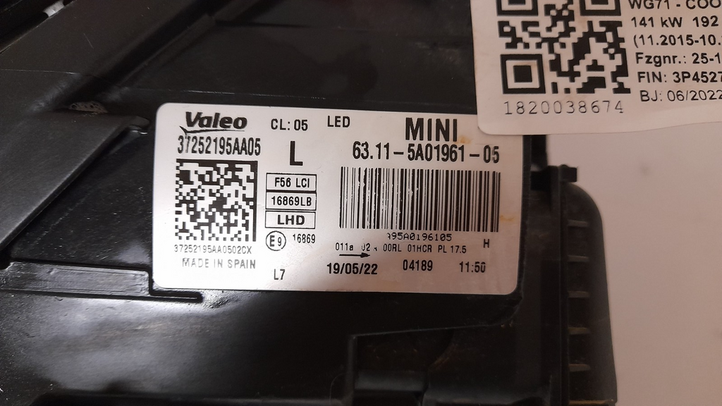 Mini COOPER  F54 F56 F55 F57 Frontscheinwerfer LED Links Rechts 5A01961 5A01962