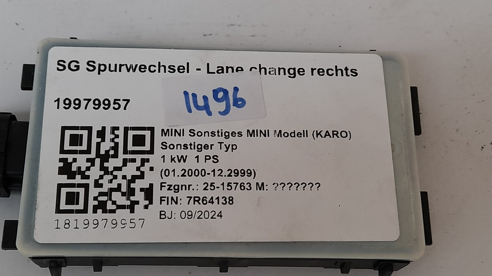 Original Radarsensor Nahbereich BMW Mini SG Spurwechsel Radar sensor 66325B551E5