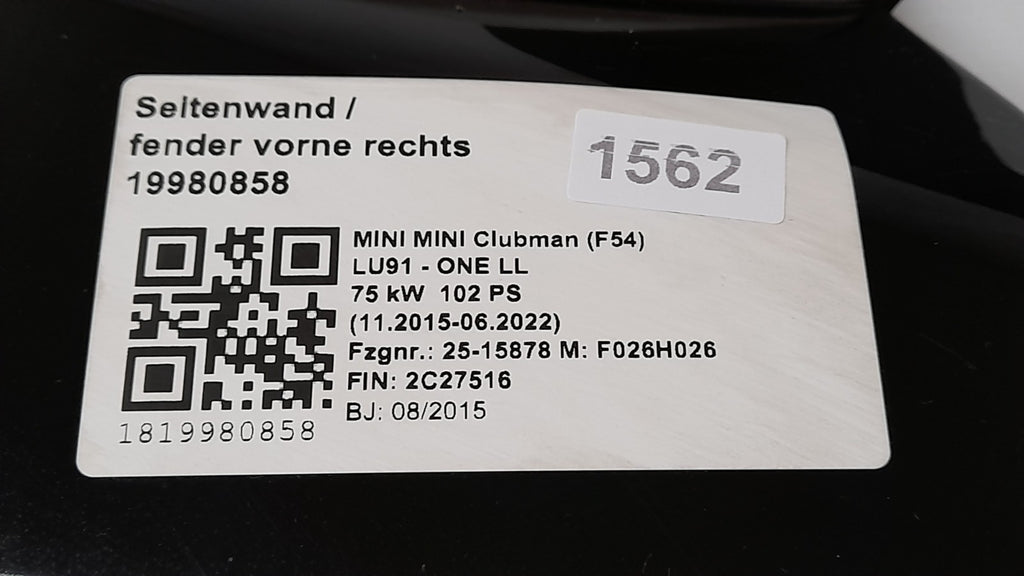 MINI Clubman (F54) Seitenwand vorne rechts 7438922 midnight-black metallic