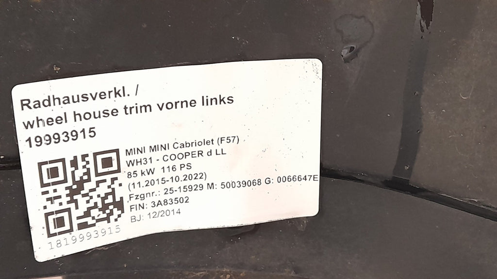 Original MINI F57 Radhausverkleidung links vorne