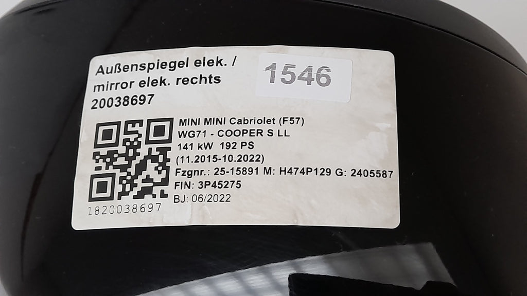 Mini Cooper S Cabriolet F57 Außenspiegel elek. rechts MINI mirror right 7931804