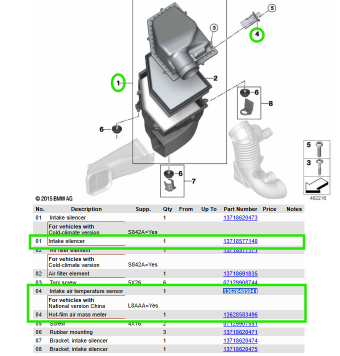 Ansauggeräuschdämpfer mit Luftmassenmesser  BMW G30 G31 G32 G01 G02 G05 8577140