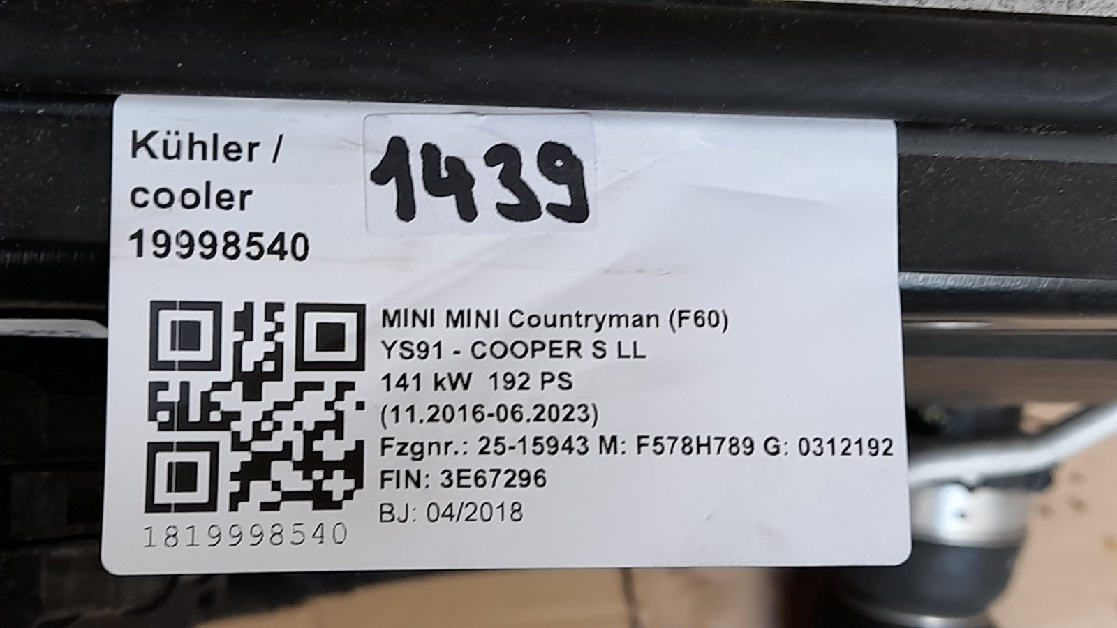Mini Cooper Countryman F60 Kühlerpaket Kühlerlüfter cooler Ladeluftkühler fan