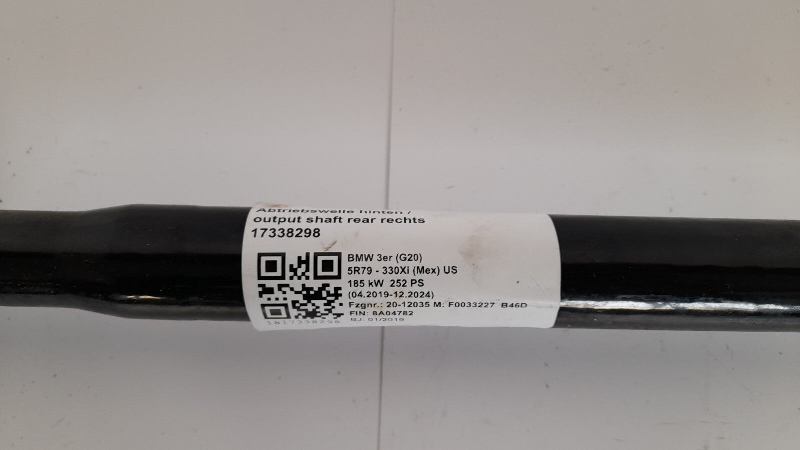 Original BMW 3er G20 Antriebswelle Abtriebswelle Hinten Rechts 8487124