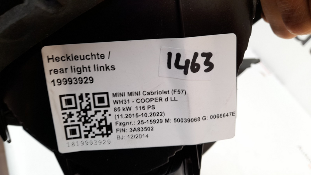 Mini F55 F56 F57 Heckleuchte Hinten Links, Tail light left, 7297433 63217297433